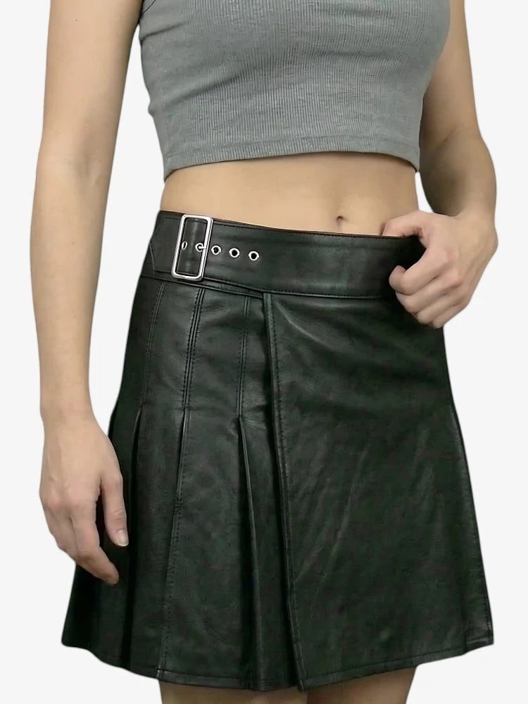 Kilt Cuir Noir Femme Haute Qualité