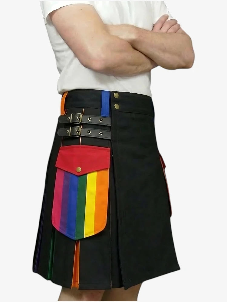 Jupe Pride Arc-en-ciel à Poches Cargo