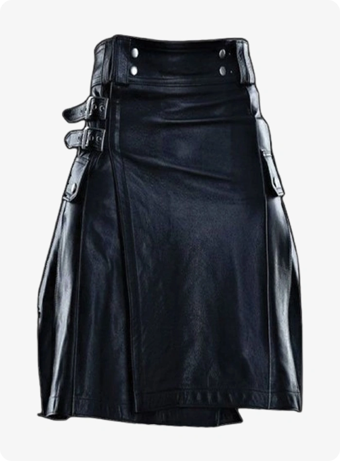 Kilt en cuir noir élégant sur mesure