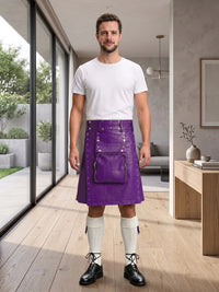 Purple Leather Utility Kilt Front Side