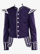 Purple Scottish Military Doublet Jacket with Silver Trim & Epaulettes