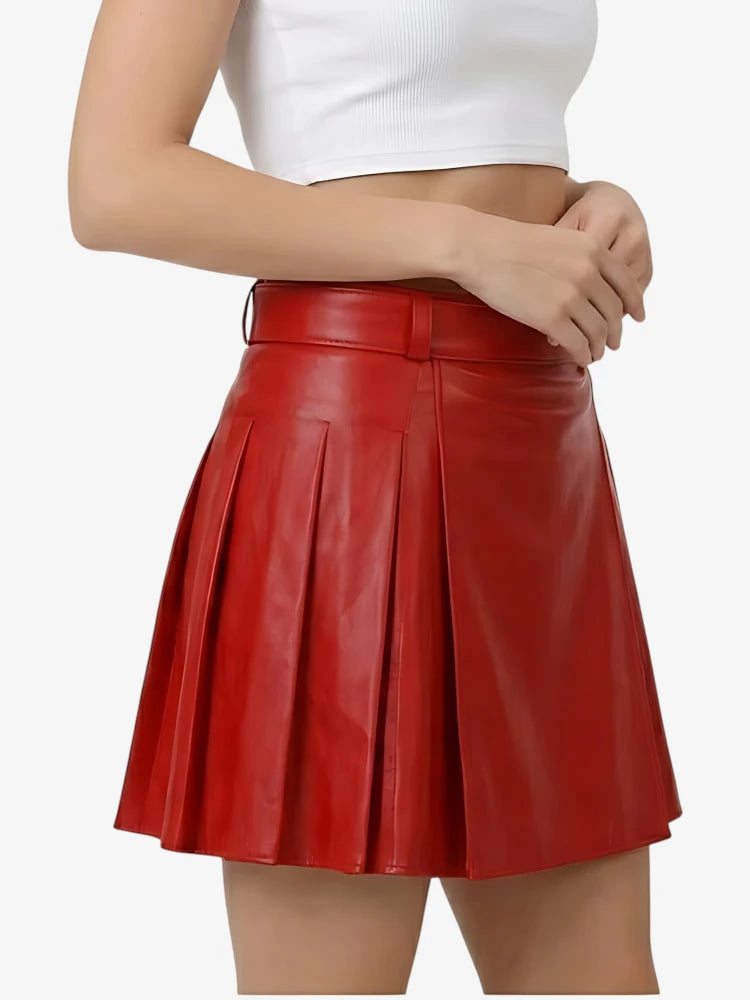 Kilt Cuir Rouge Femme