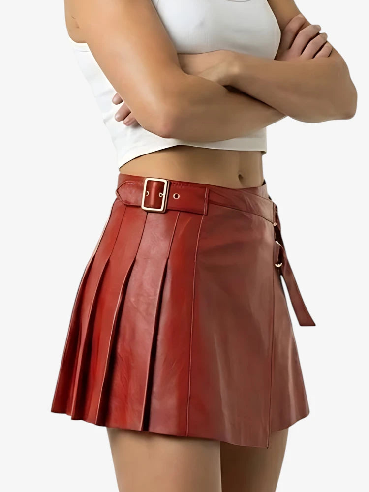 Kilt Cuir Rouge Femme Haute Qualité