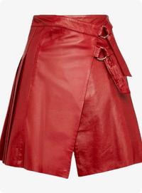 Red Women Leather Kilt