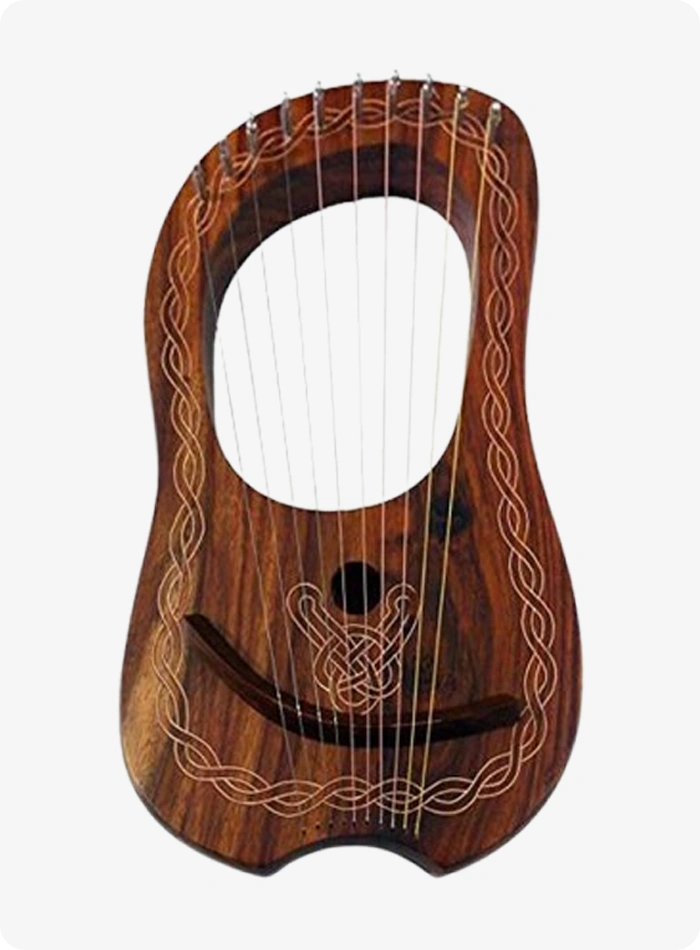 Handmade Rosewood 10 Metal String Lyre Harp