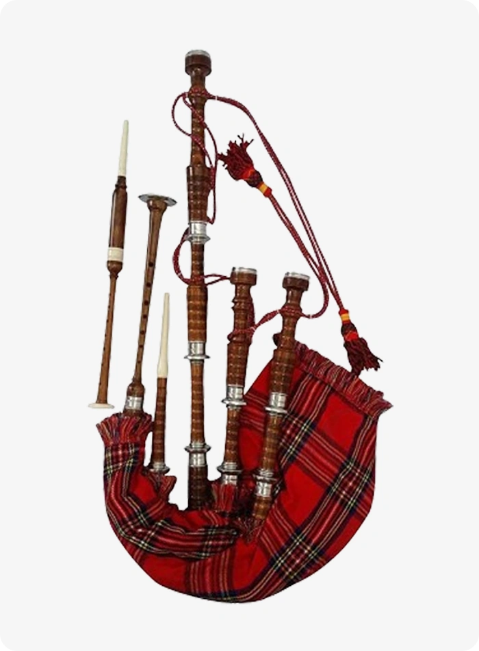 Hand Made Scottish Royal Stewart Tartan Bagpipe