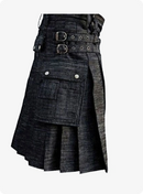Scottish Black Denim Utility Kilt