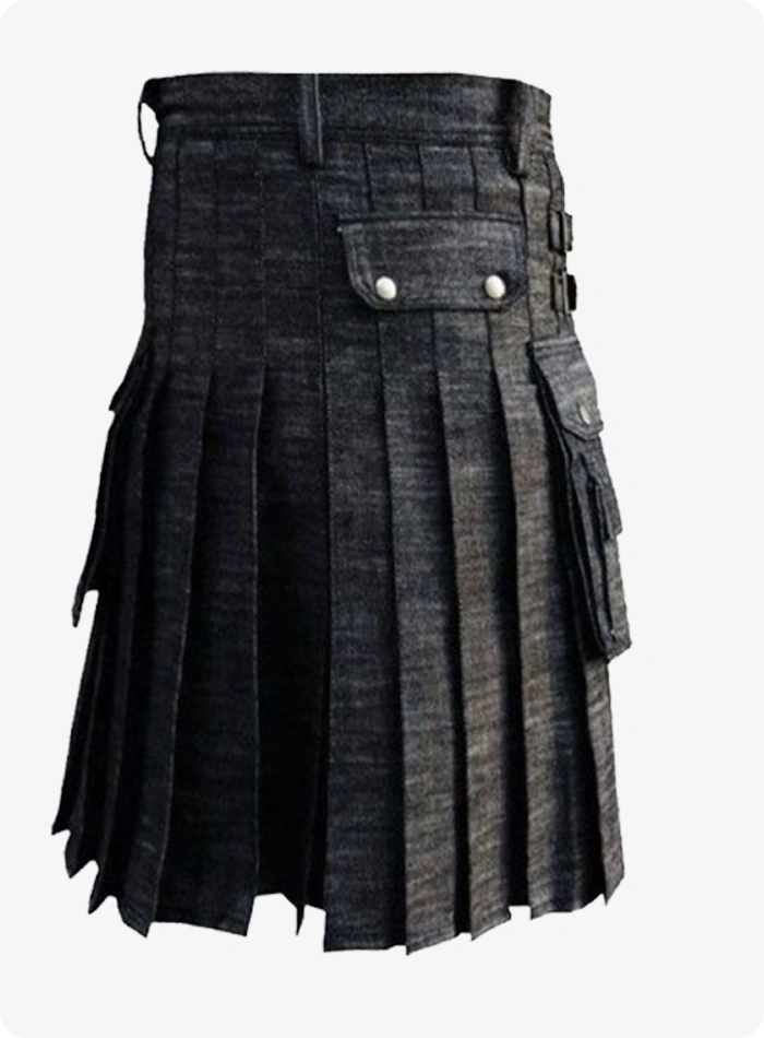 Kilt utilitaire en denim noir écossais sur mesure