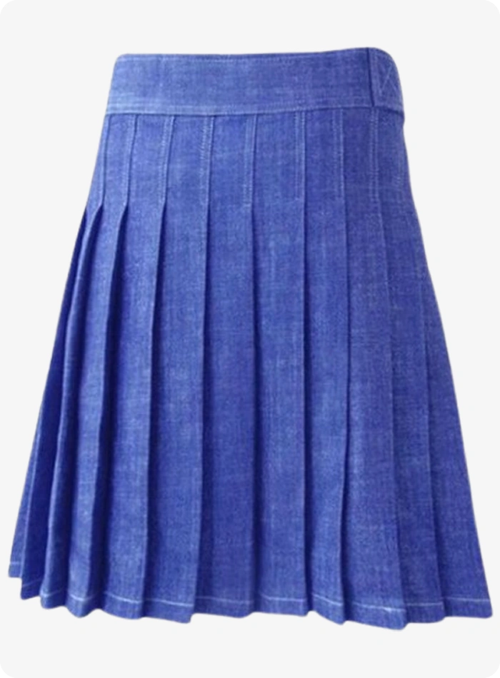 Kilt denim bleu femme écossais de haute qualité