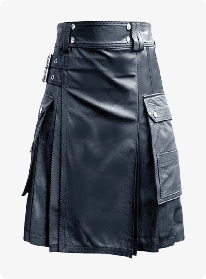 Kilt en cuir noir brillant fait main