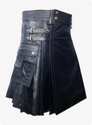 Shiny Black Leather Kilt