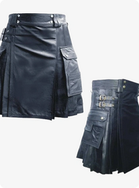 Shiny Black Leather Kilt