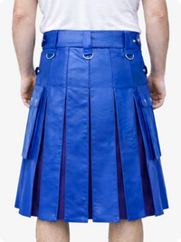 Standard Blue pleated skirt worn by a person on a white background