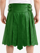 Standard Green pleated skirt with belt on a white background