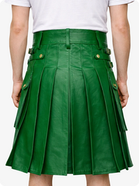 Standard Green pleated skirt worn by a person on a white background