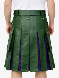 Standard Green pleated skirt worn by a person on a white background
