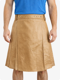 Tan Genuine Leather Utility Kilt with Studded Waistband