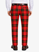Wallace Red Modern Tartan Trouser Back