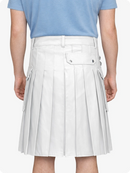 White Genuine Leather Utility Kilt with Side Pockets