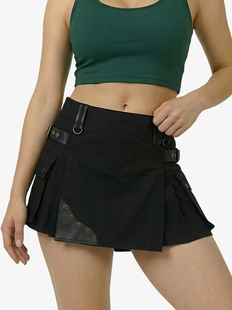 Kilt utility cargo hybride à plis creux pour femme