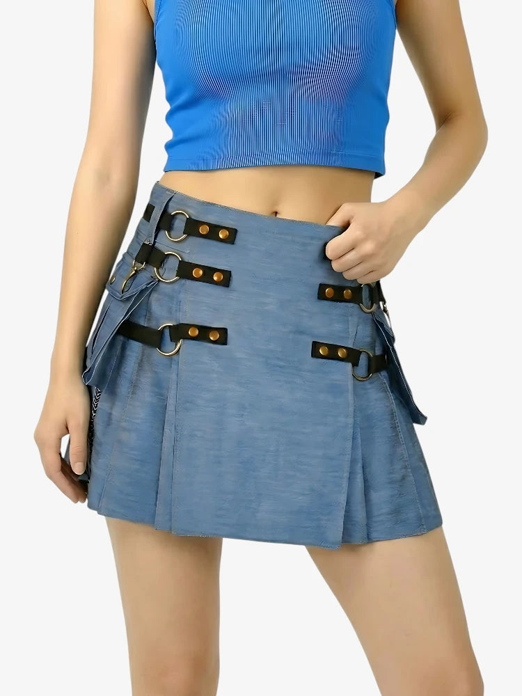 Kilt en Denim Bleu Ajustable pour Femme