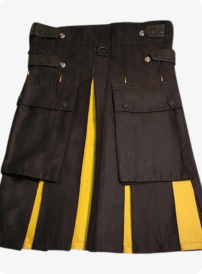 Kilt Hybride Noir et Jaune pour Femmes sur Mesure