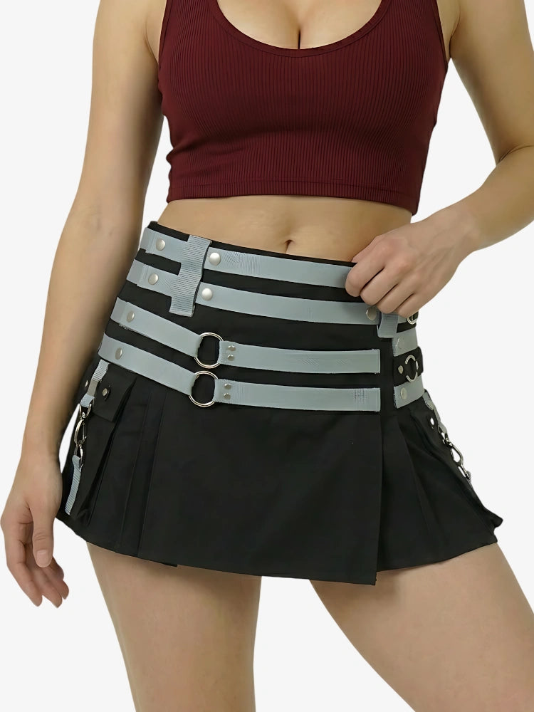 Kilt utility noir et gris pour femme