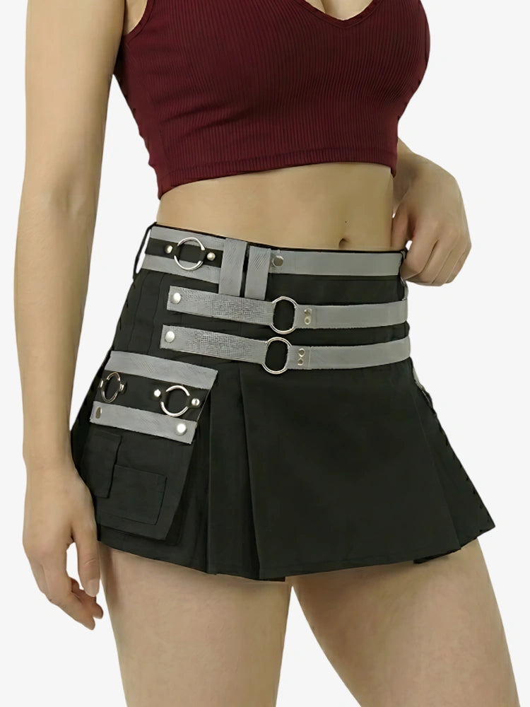 Kilt utility noir et gris pour femme