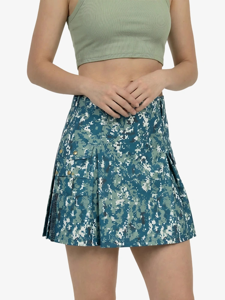 Kilt Utility Camouflage Bleu pour Femme