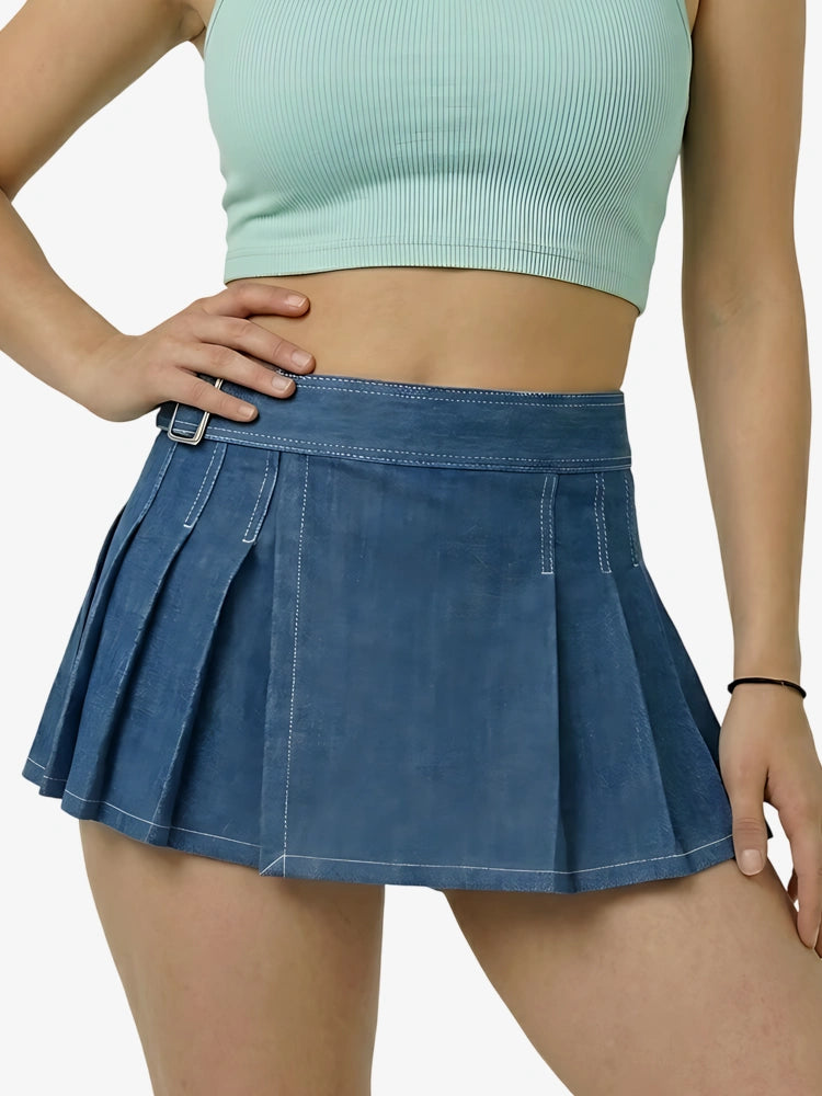 Kilt en denim bleu pour femme