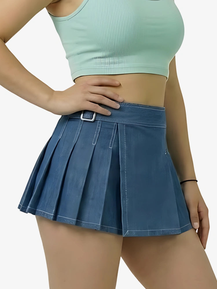 Kilt en denim bleu pour femme