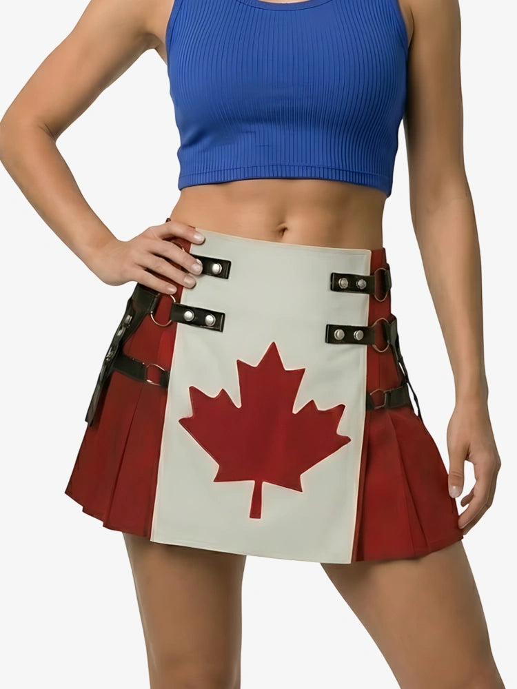 Kilt Hybride Utility Drapeau Canadien en Coton pour Femme