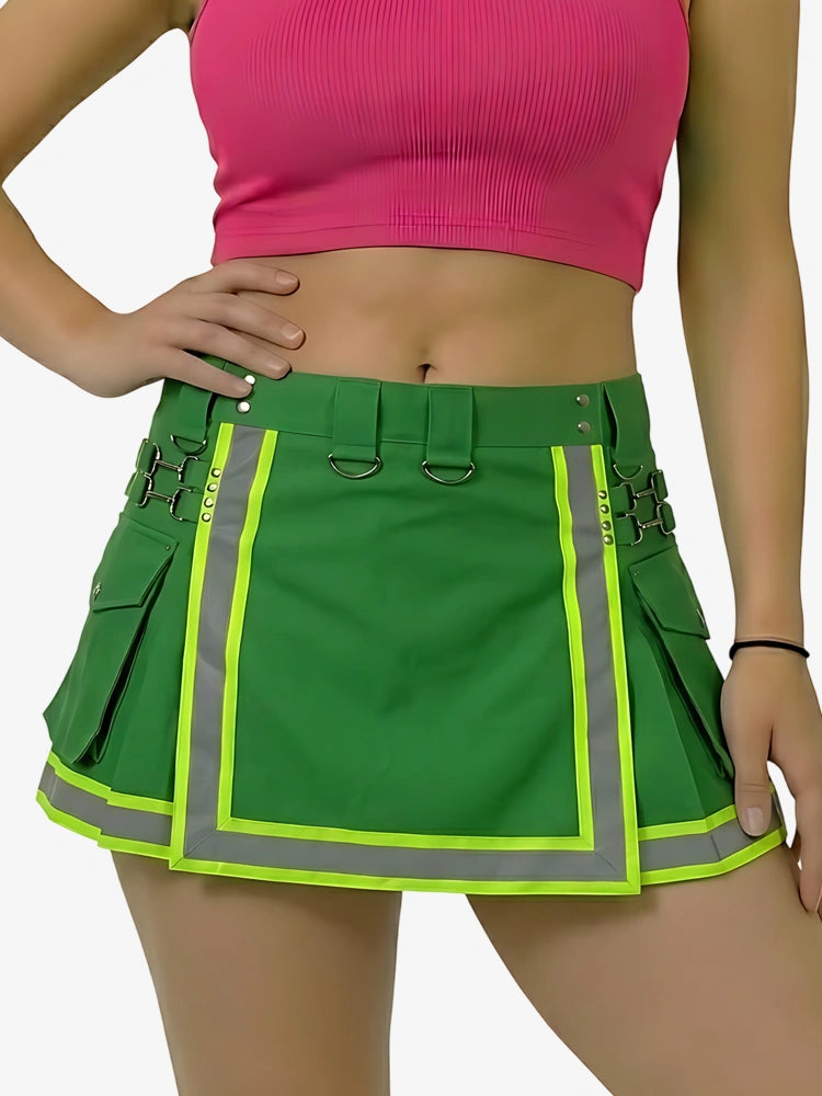 Kilt pompier vert pour femme