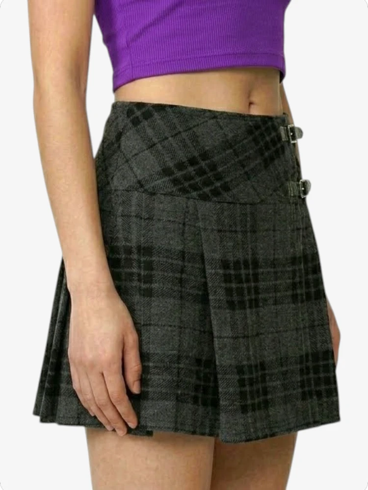 Jupe Tartan Hamilton Gris pour Femmes