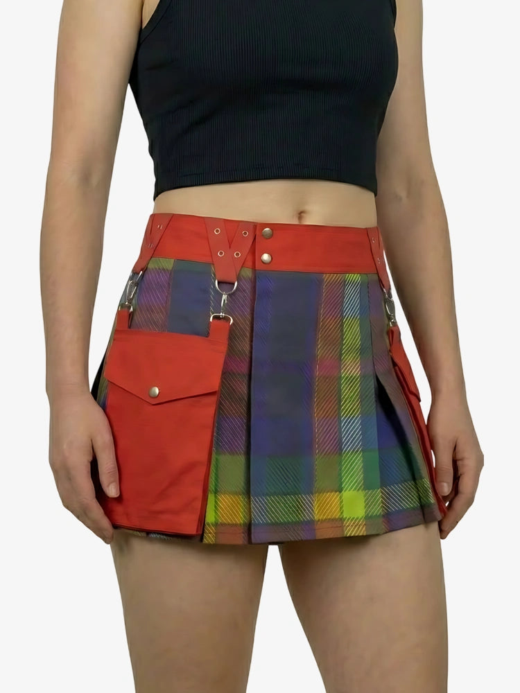 Women Multicolor Rainbow Kilt