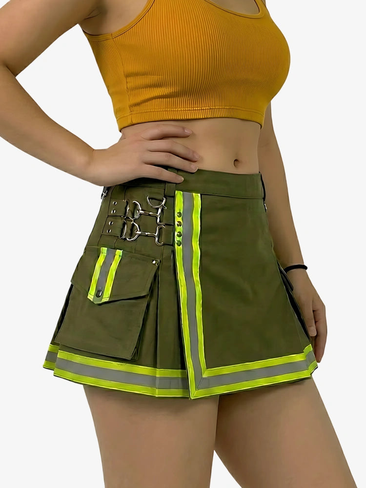 Kilt pompier olive pour femme