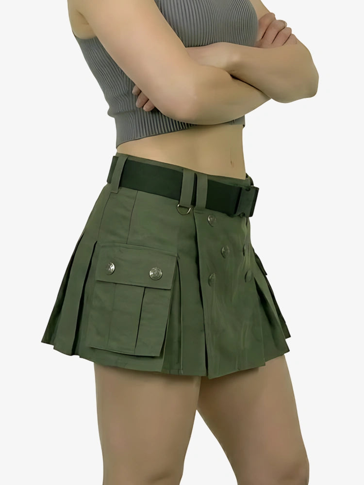 Kilt Utility Vert Olive pour Femme