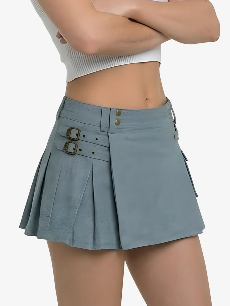 Kilt utility en denim bleu ciel pour femme
