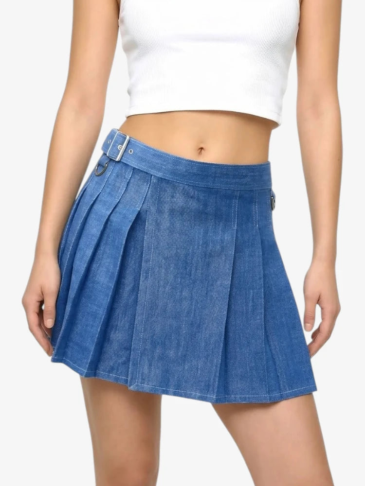 Kilt en Denim Bleu Élégant pour Femme