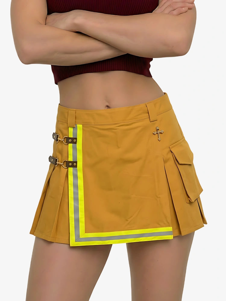 Kilt de pompier jaune pour femme avec bande réfléchissante