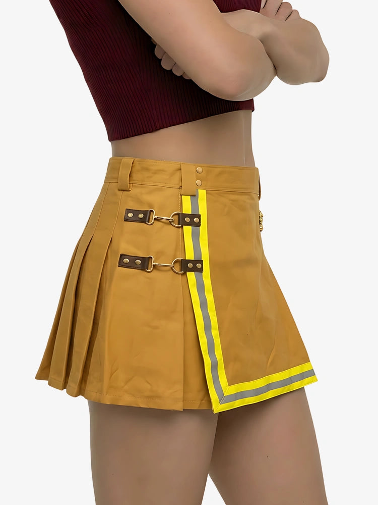 Kilt de pompier jaune pour femme avec bande réfléchissante