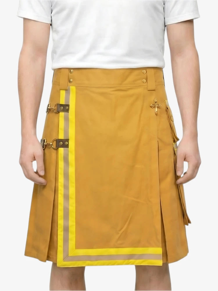 Kilt Pompier Jaune avec Bord Réfléchissant
